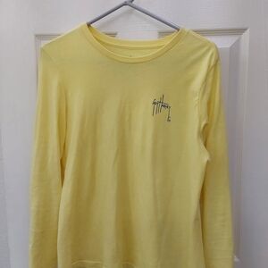 Yellow Long Sleeve Tee with Small Chest Logo